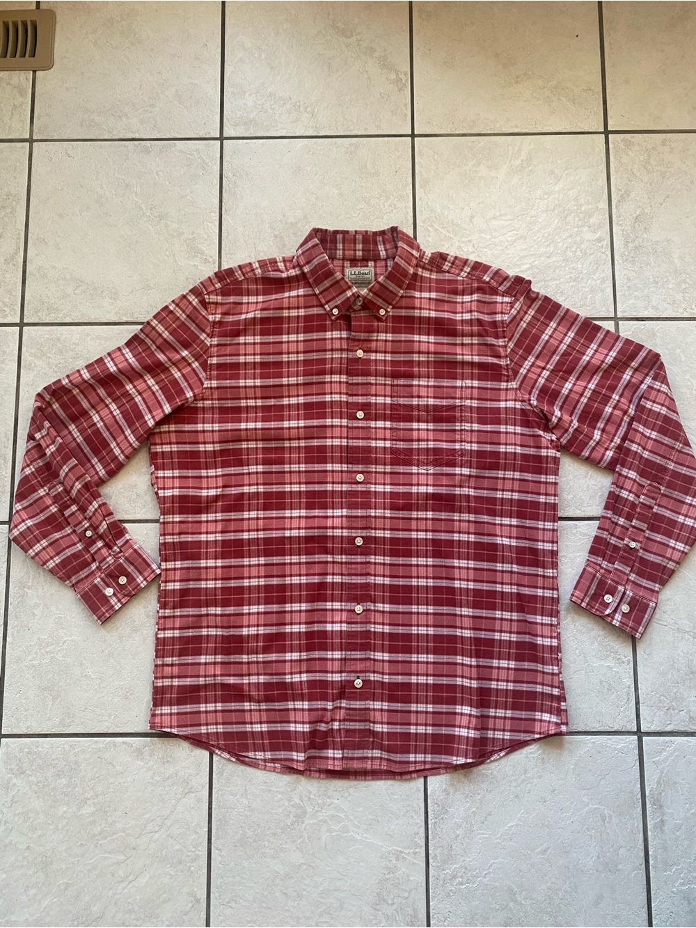 LL Bean Comfort Stretch Plaid Button Down Shirt Mens Large Traditional C25